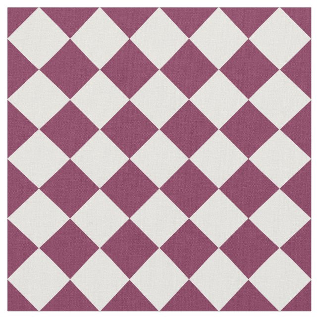Burgundy White Checker Diamond Pattern Stoff (Nahaufnahme)