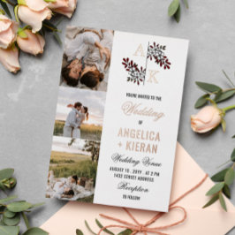 Burgundy White Floral Monogram Fotos Wedding Foil Folieneinladung