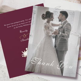 Burgundy White Gold Floral Wedding Vielen Dank Einladung