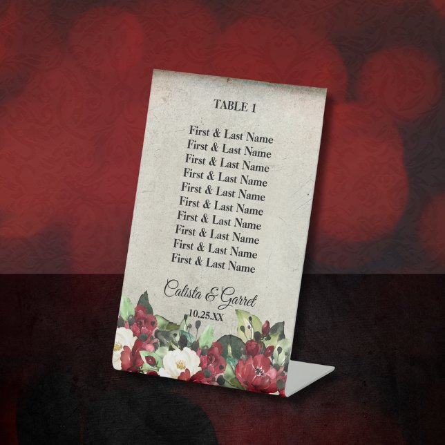 Burgundy White Green Floral | Gray Grunge Sockelschild (Von Creator hochgeladen)
