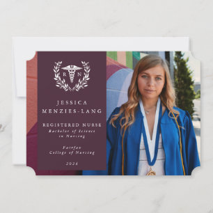 Burgundy + White Laurel Wreath Eingetragene Kranke Ankündigung