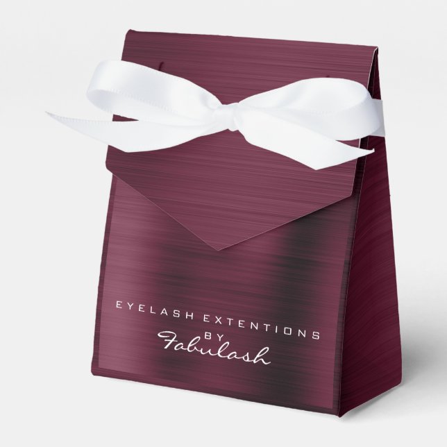 Burgundy White Metallic Name Branding Beauty Salon Geschenkschachtel (Vorderseite)
