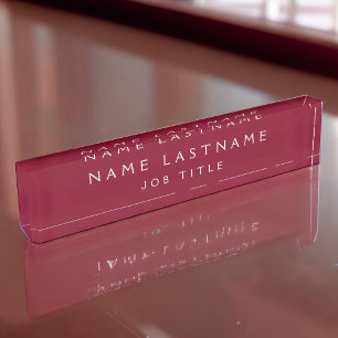 Burgundy White Modern Elegant Beruflich Namensplakette