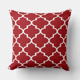 Burgundy White Quatrefolie Lattice Kissen