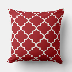 Burgundy White Quatrefolie Lattice Kissen