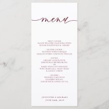 Burgundy White Simple Script Wedding Dinner