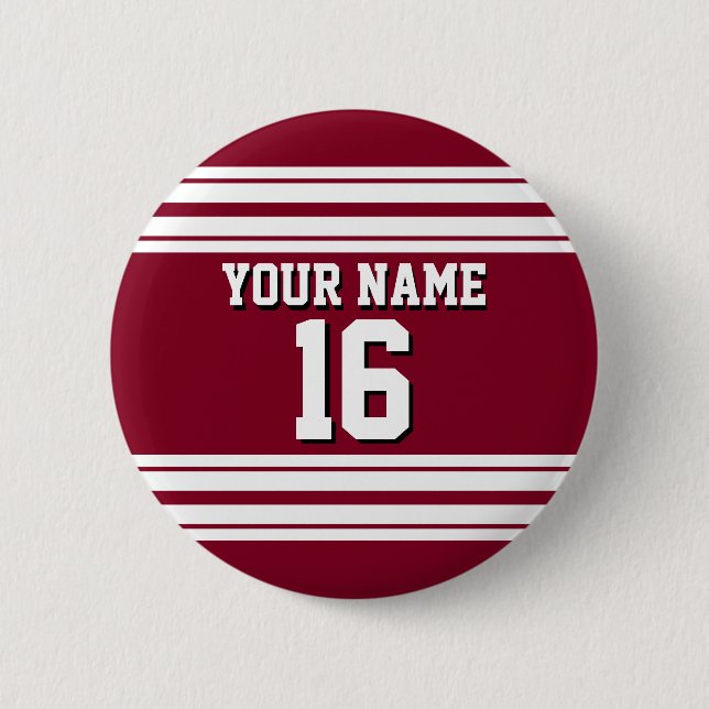 Burgundy White Team Jersey Name Button (Vorderseite)