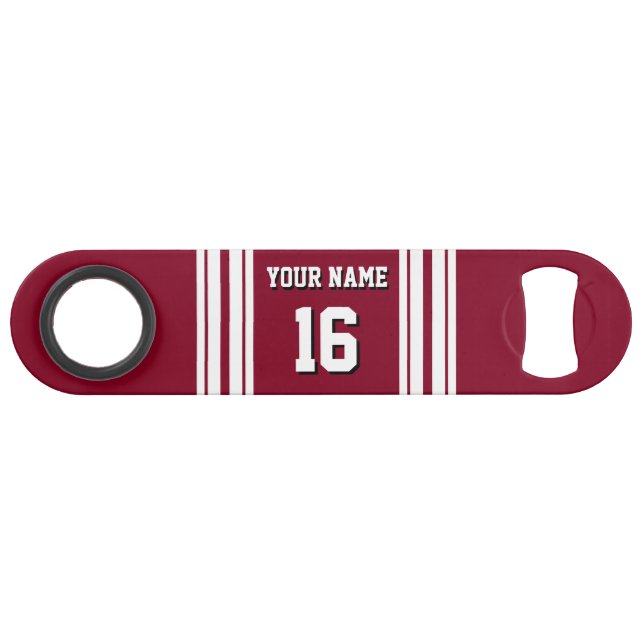 Burgundy White Team Jersey Name Speed Flaschenöffner (Vorderseite (Horizontal))