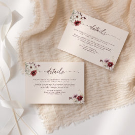 Burgundy Wildblume Wedding Details Umschließkarte Einladung