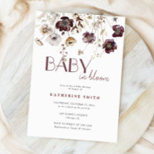 Burgundy Wildblumen Baby in Bloom Baby Dusche