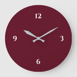 Burgundy Wine Colored Minimalistisch Large Clock Große Wanduhr