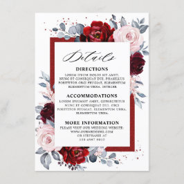 Burgundy Wine Dusty Blue Slate Wedding Details Begleitkarte