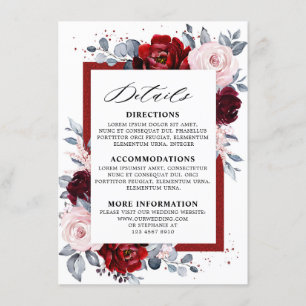 Burgundy Wine Dusty Blue Slate Wedding Details Begleitkarte