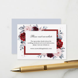 Burgundy Wine Dusty Blue Slate Wedding Empfang Begleitkarte