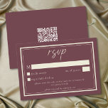 Burgundy Wine Minimalist Frame Wedding QR Code RSVP Karte<br><div class="desc">Celebrate your love with this minimalist burgundy wine wedding response card with a QR code design. It's perfect for an elegant autumn ceremony. This earthy,  modern look offers a warm and sophisticated feel for your autumn hued wedding. Created by Simply Farmhouse Press.</div>