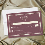 Burgundy Wine Minimalist Frame Wedding RSVP Karte<br><div class="desc">Celebrate your love with this minimalist burgundy wine wedding response card without dinner choices design. Featuring a modern double frame,  it's perfect for an elegant autumn ceremony. This earthy,  modern look offers a warm and sophisticated feel for your wedding. Created by Simply Farmhouse Press.</div>