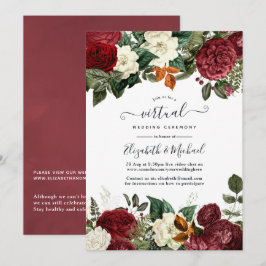 Burgundy Wine Red Floral Online Virtual Wedding Einladung