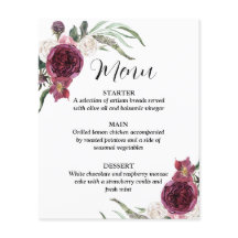 Burgundy Wine Sangria Forest Green Wedding Menü