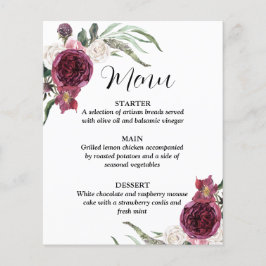 Burgundy Wine Sangria Forest Green Wedding Menü