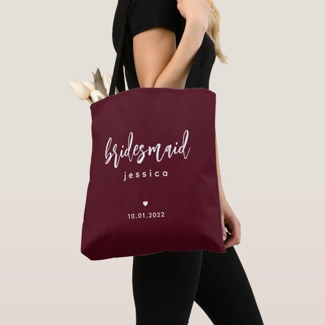 Burgundy Wine Simple Modern Bridesmaid Script Tasche (Von Nahem)