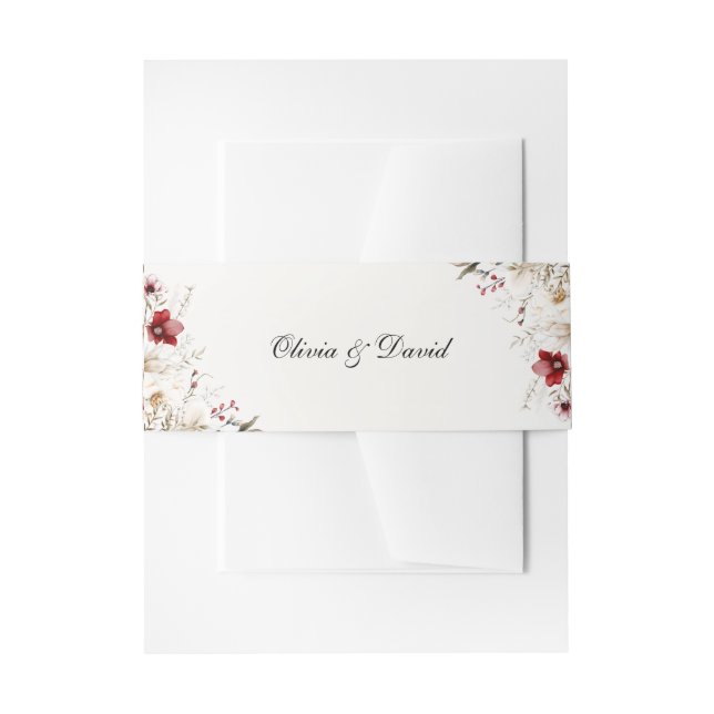 Burgundy Winter Elegance Wedding Einladungsbanderole (Vorderseite Beispiel)