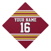 Burgundy with Gold White Stripes