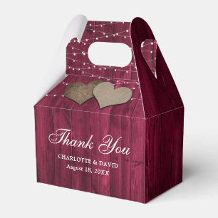 Burgundy Wood String Lights Hochzeit Vielen Dank Geschenkschachtel