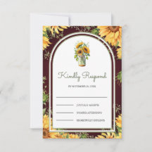 Burgundy Wood Sunflowers Mason Jar Arch Wedding