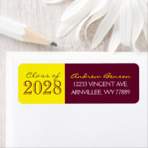 Burgundy & Yellow Abschluss Rücksendeadressen-Aufk