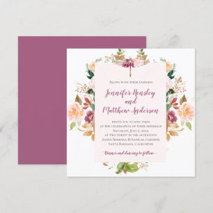 Burgundy Yellow Pink Mauve Watercolor Dragonfly Einladung