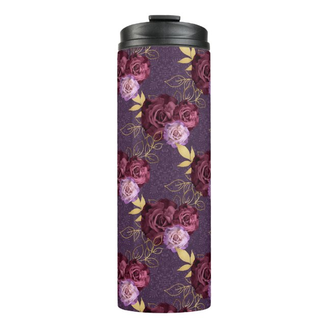 BURGUNGS- UND PINKWASSERFARBEN-BLUME THERMOSBECHER (Vorderseite)