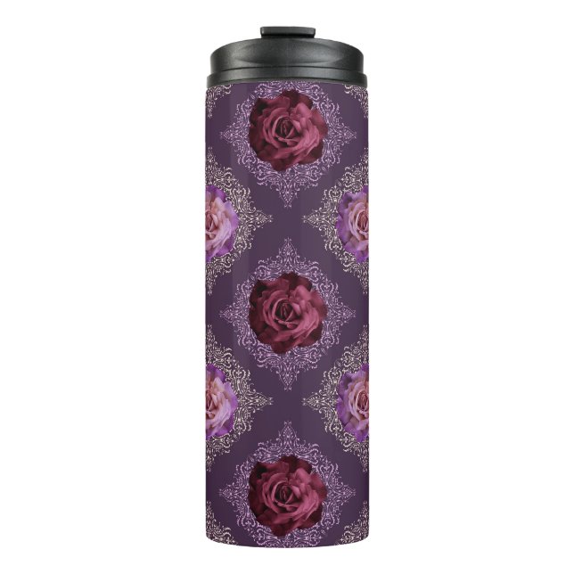 BURGUNGS- UND PINKWASSERFARBEN-BLUME THERMOSBECHER (Vorderseite)