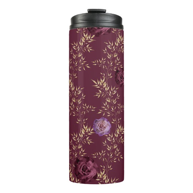 BURGUNGS- UND PINKWASSERFARBEN-BLUME THERMOSBECHER (Vorderseite)