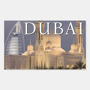 Burj al Arab   Moschee im Abend Dubai Rechteckiger Aufkleber
