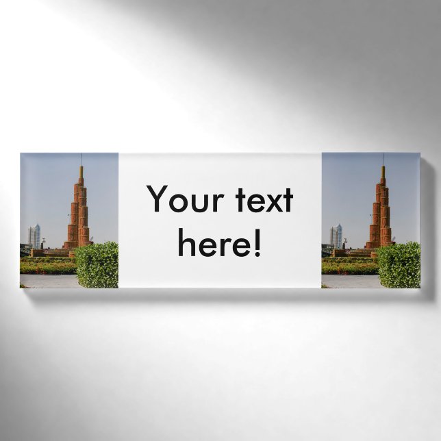 Burj Khalifa, Dubai Miracle Garden Namenschild (Vorderseite)