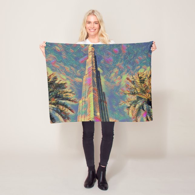 Burj Khalifa Gemälde Fleecedecke (Beispiel)