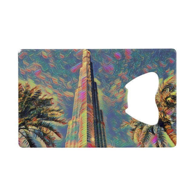 Burj Khalifa Gemälde Geldbeutel Flaschenöffner (Rückseite Horizontal)