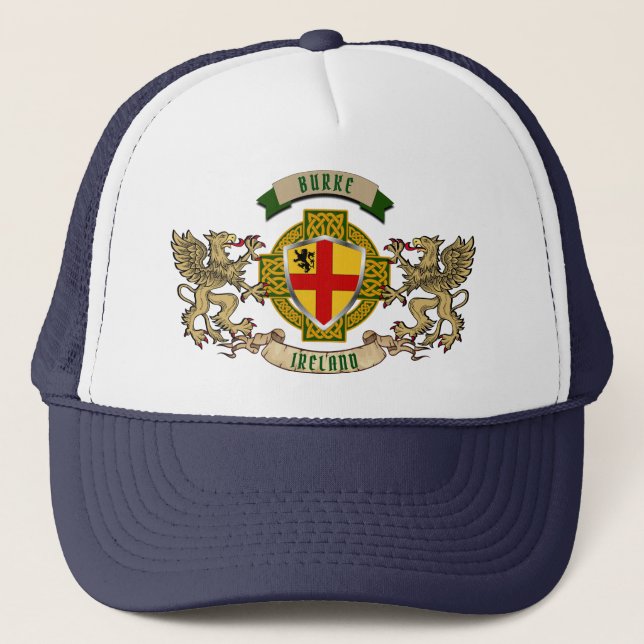 Burke Irish Shield & Griffins Personalisiert Truckerkappe (Vorderseite)