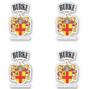 Burke Wappen Irish Translation & Meaning (x4) Aufkleber