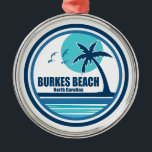 Burkes Beach South Carolina Palm Tree Birds Ornament Aus Metall<br><div class="desc">Das Burkes Beach liegt nahe dem Chaplin Community Park auf der Hilton Head Island und ist einer der besten Familienstrände im Staat.</div>