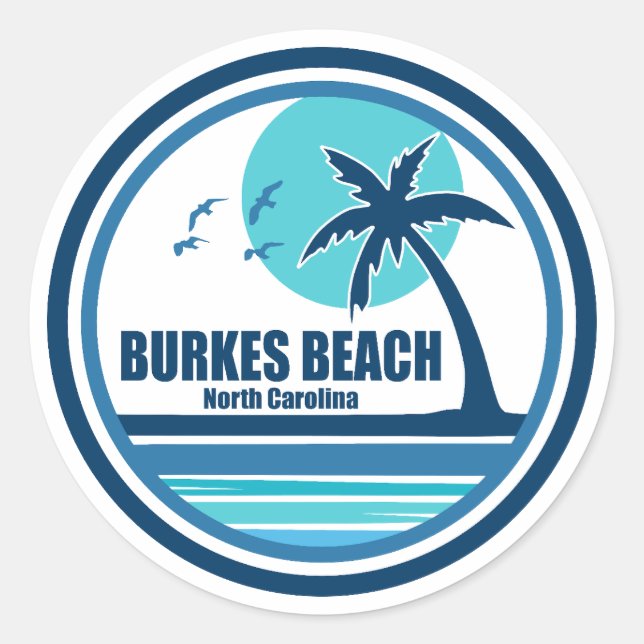 Burkes Beach South Carolina Palm Tree Birds Runder Aufkleber (Vorderseite)