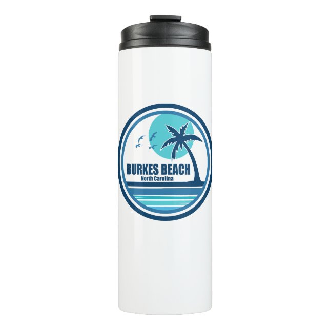 Burkes Beach South Carolina Palm Tree Birds Thermosbecher (Vorderseite)