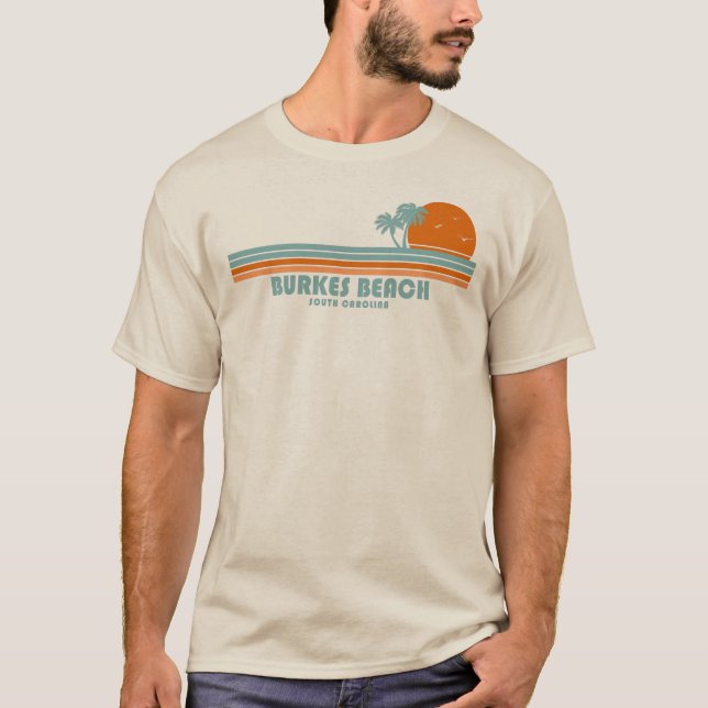 Burkes Beach South Carolina Sun Palm Trees T-Shirt (Vorderseite)