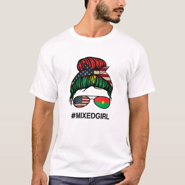 Burkina Faso Amerikanische Flagge - USA Burkinabe  T-Shirt (Vorderseite)