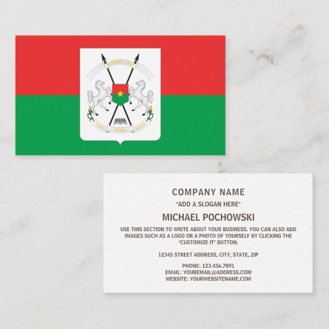 Burkina Faso, Burkina Faso Visitenkarte (Vorne/Hinten)