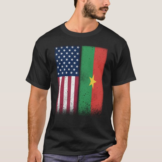 Burkina Faso Burkinabe American Flags Proud USA T-Shirt (Vorderseite)