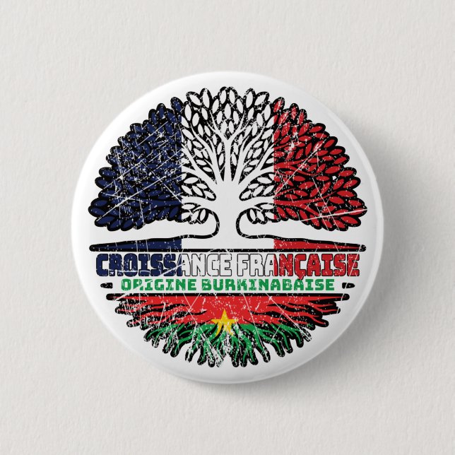 Burkina Faso Burkinabe Frankreich Tree Roots Button (Vorderseite)