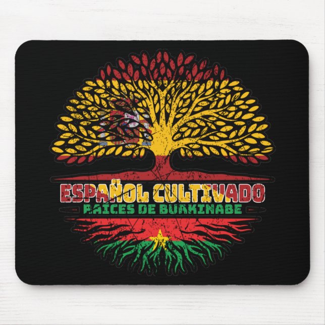 Burkina Faso Burkinabe Spanisch Tree Roots Mousepad (Vorne)