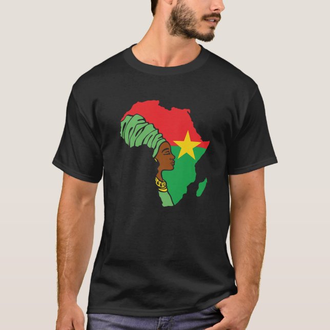 Burkina Faso Flag Afrika Karte ethnisches Erbe Sch T-Shirt (Vorderseite)