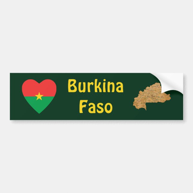 Burkina Faso Flaggen-Herz + Karten-Autoaufkleber Autoaufkleber (Vorne)